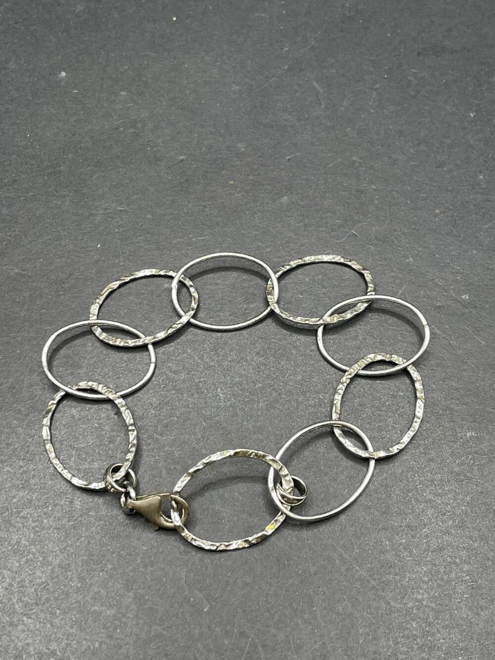 925 Sterling Silver Textured Link Bracelet Minimalist Chain Jewelry 7.5g